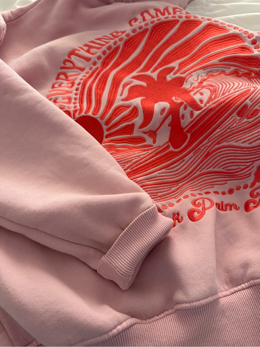 Pink Palm Puff Graphic Hoodie Sweatshirt